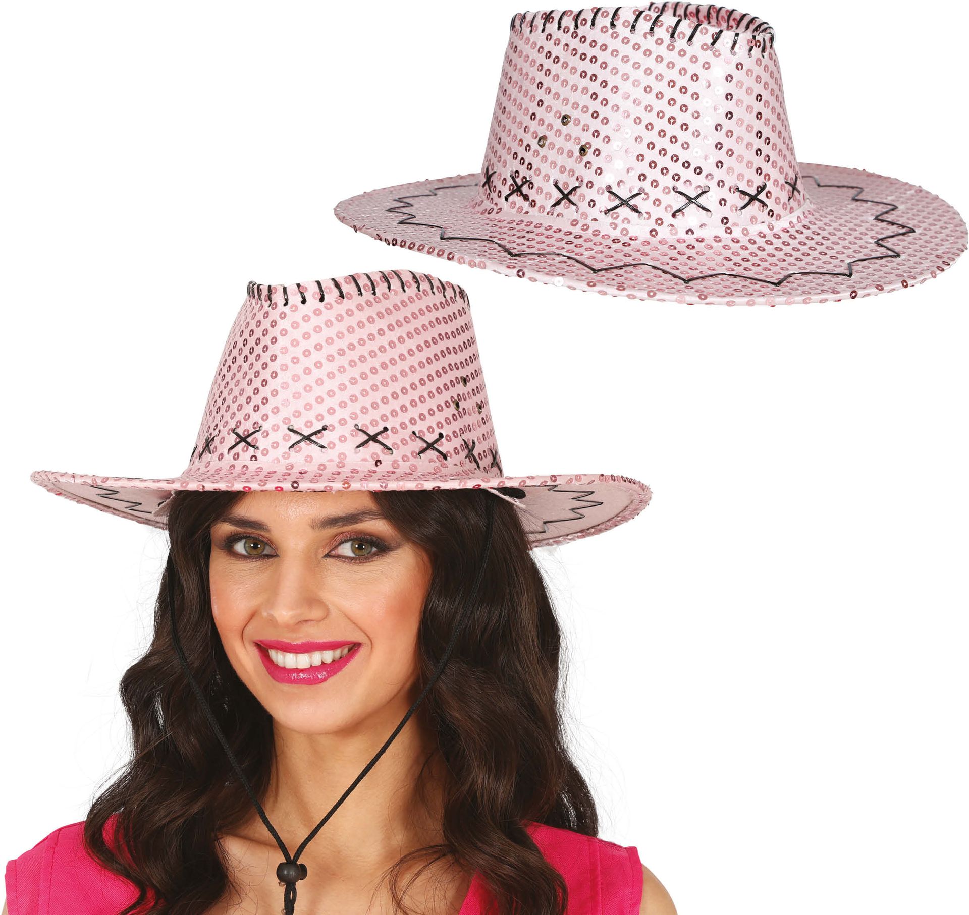 Roze Pailletten Cowboyhoed Volwassenen