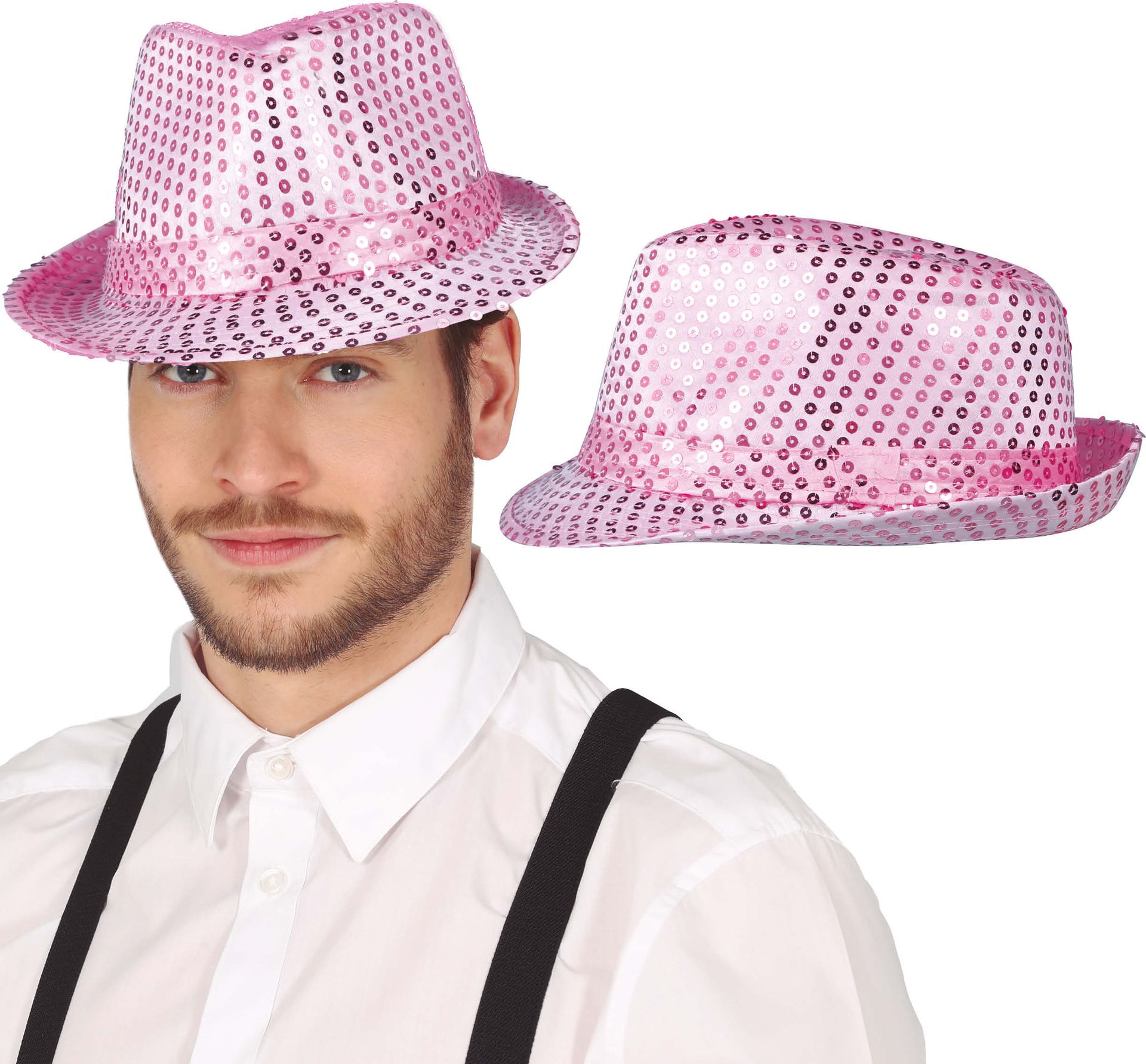 Roze Pailletten Feesthoed