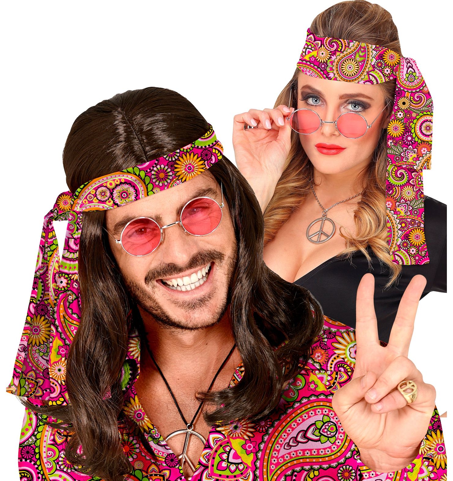Roze paisley hippie hoofdband