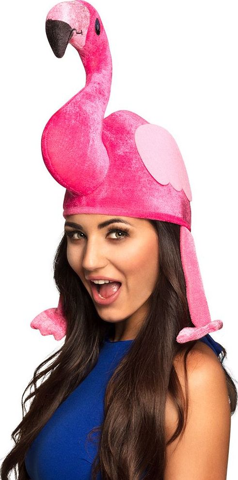 Roze Pluche Flamingo Hoed