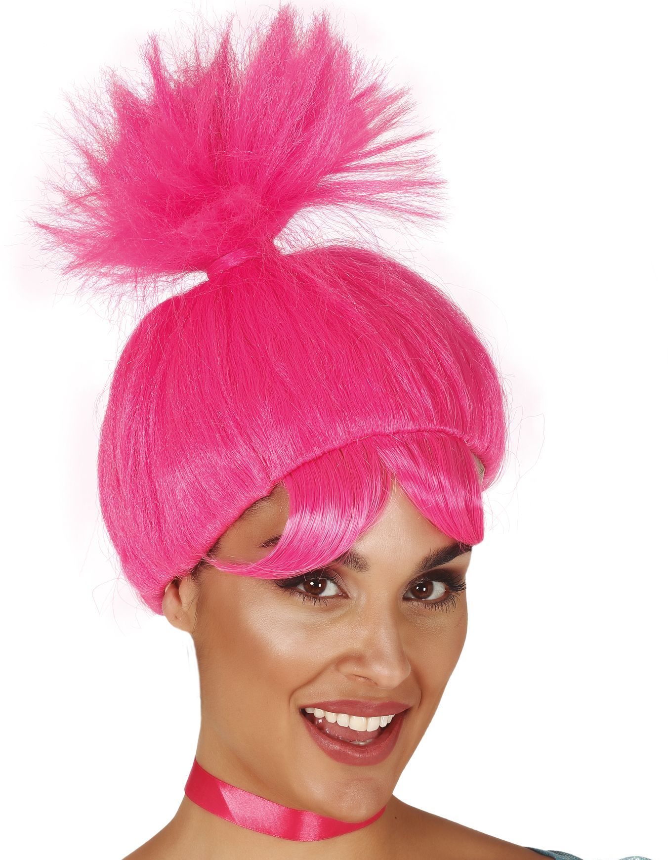 Roze Poppy Trolls Pruik