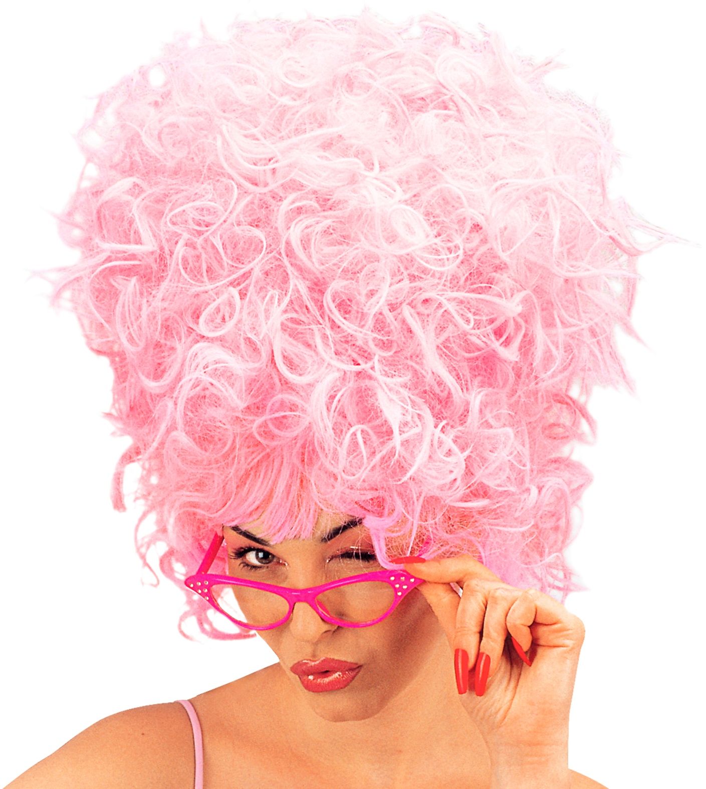 Roze Priscilla Pruik
