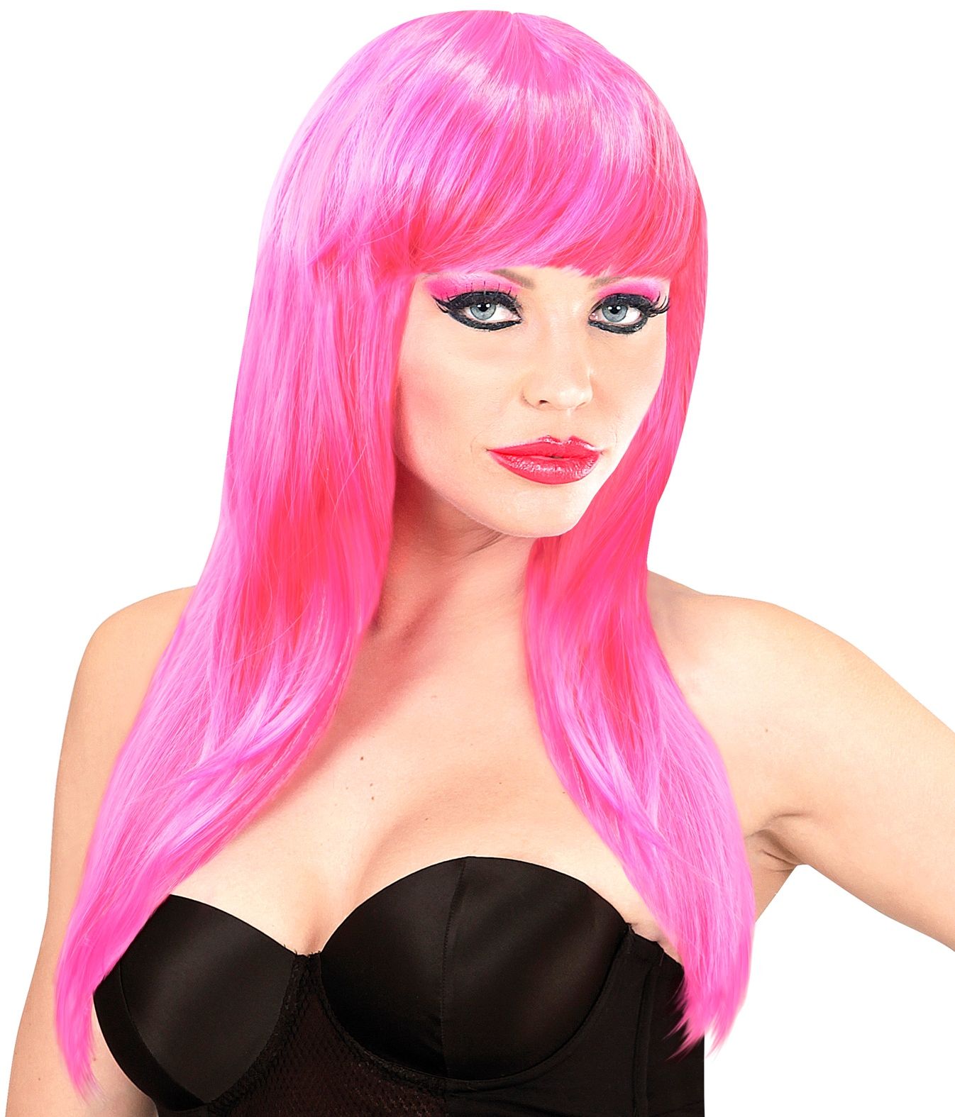 Roze Pruik Lang Haar