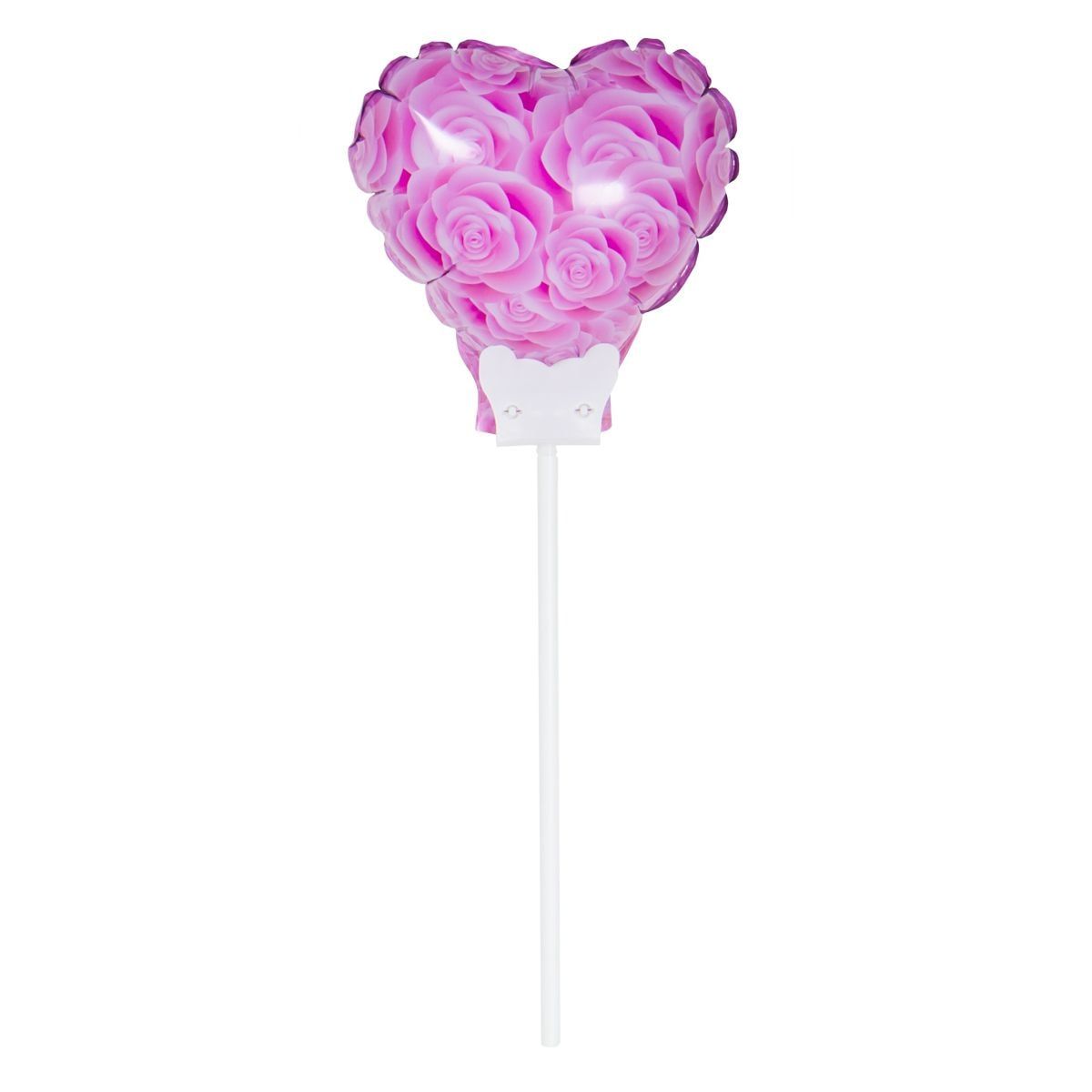 Roze rozen hartvormige mini folieballon