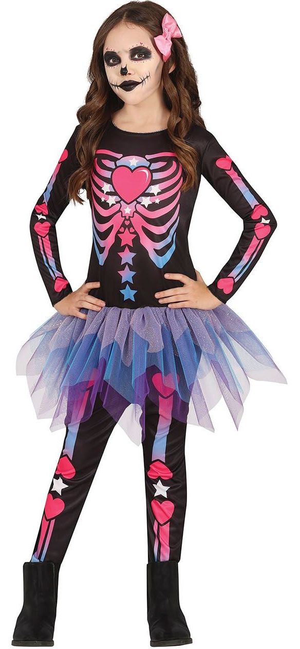 Roze skelet kostuum meisjes