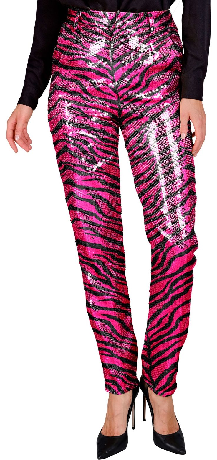 Roze Tijger Pailletten Broek Dames