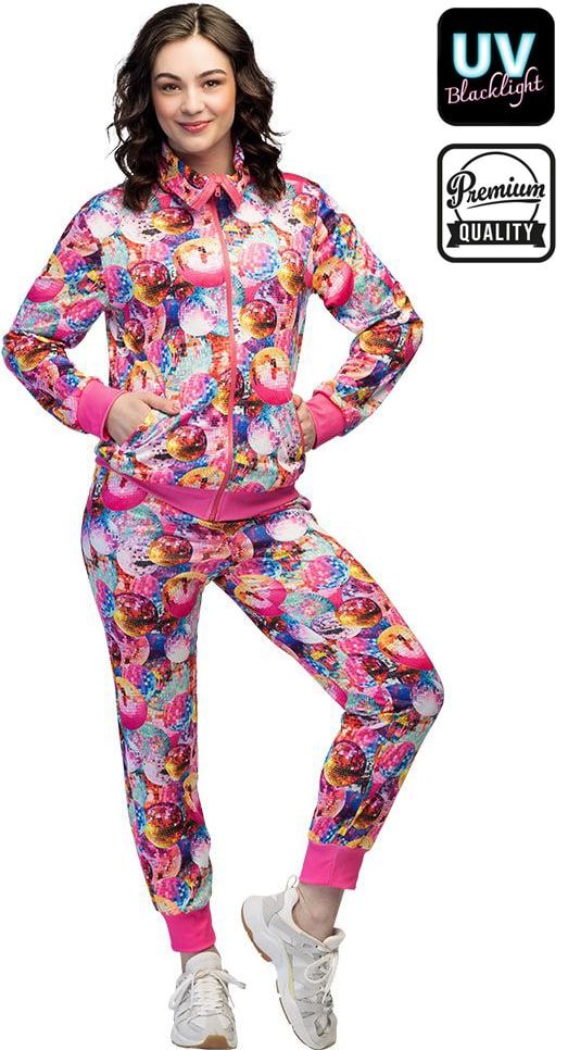 Roze UV Discoballen Fout Trainingspak Dames