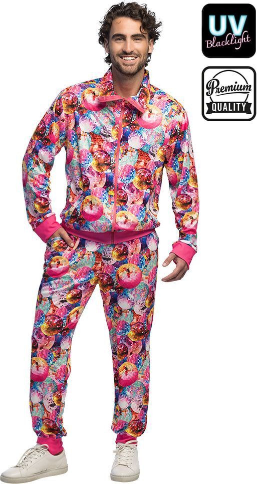 Roze UV Discoballen Fout Trainingspak Heren