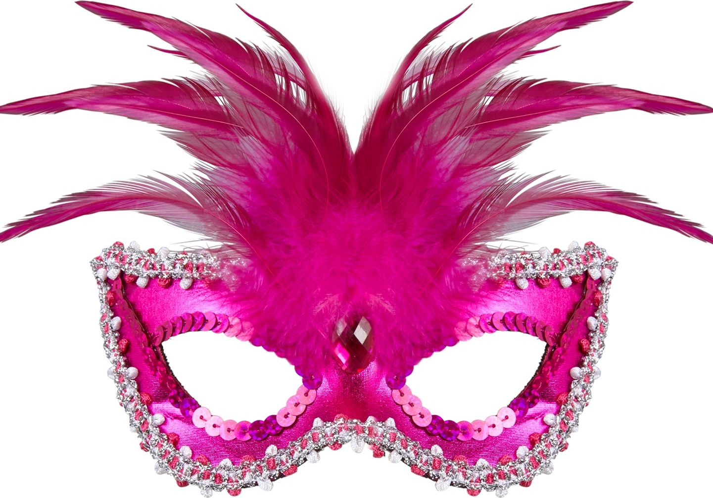 Roze Venetiaans Oogmasker met Veren