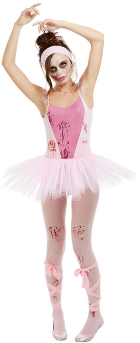 Roze zombie ballerina kostuum