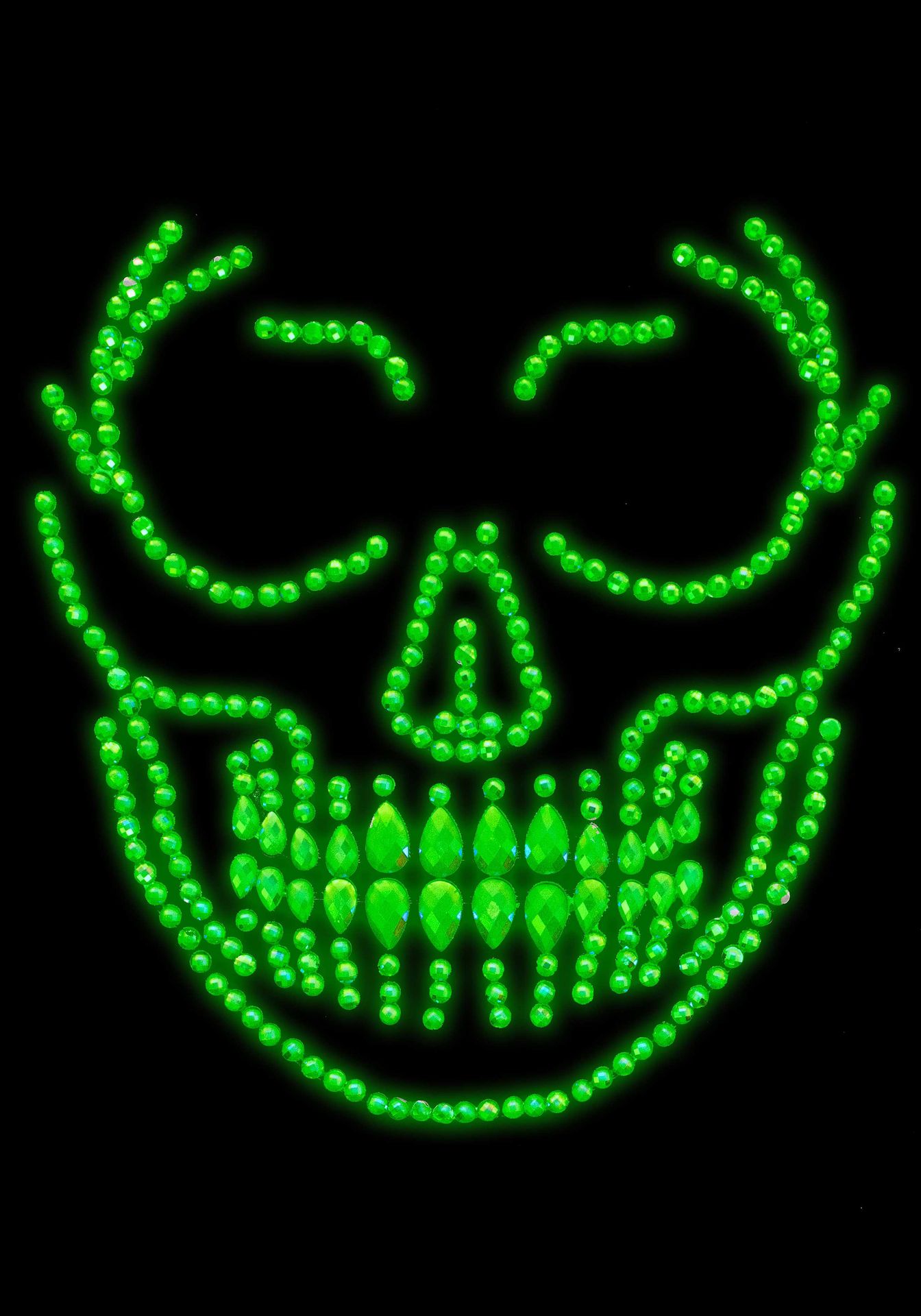 Schedel glow in the dark face jewels