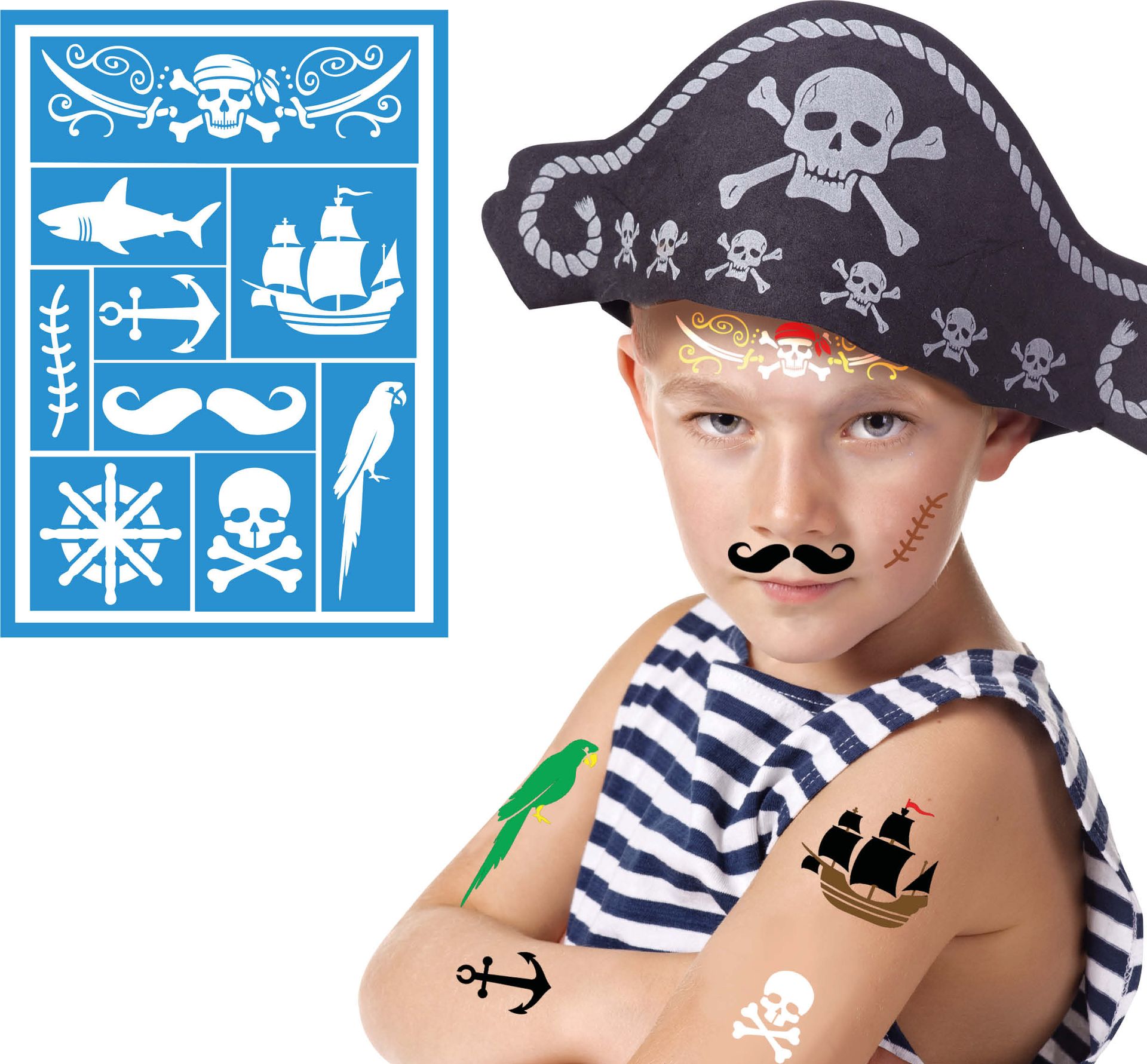 Schmink Sjablonen Kind Piraat