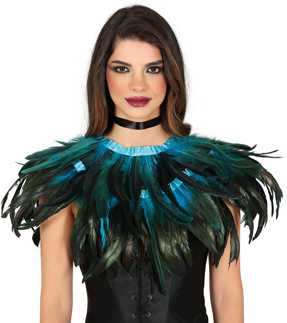 Schoudercape Blauwe Veren Indianen