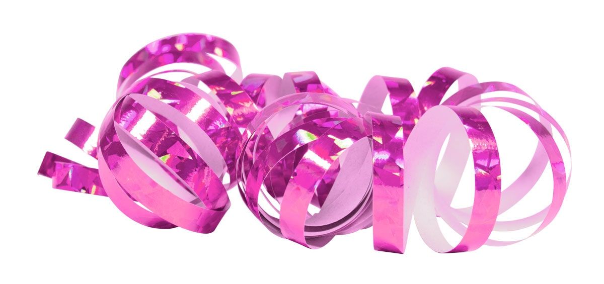Serpentines holografisch roze 2 stuks