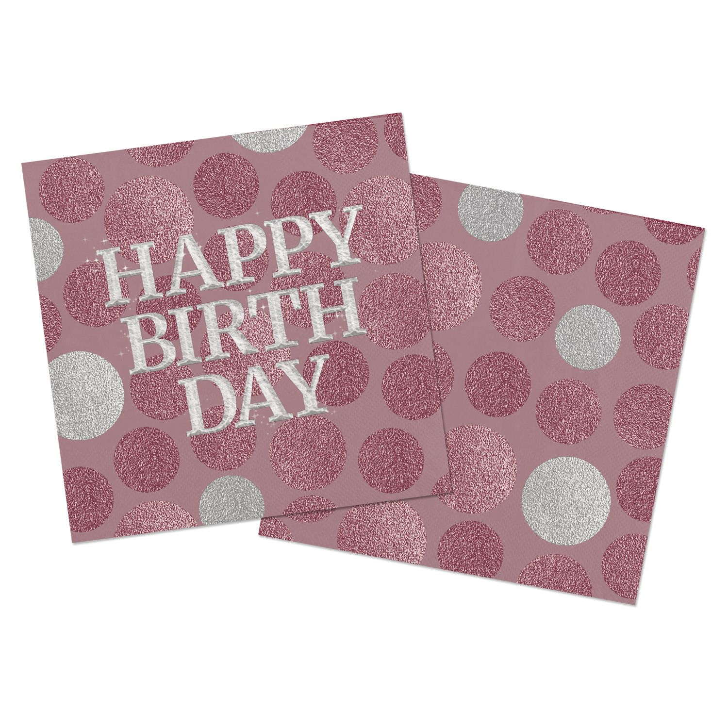 Servetten Glossy Pink Happy Birthday 20 Stuks