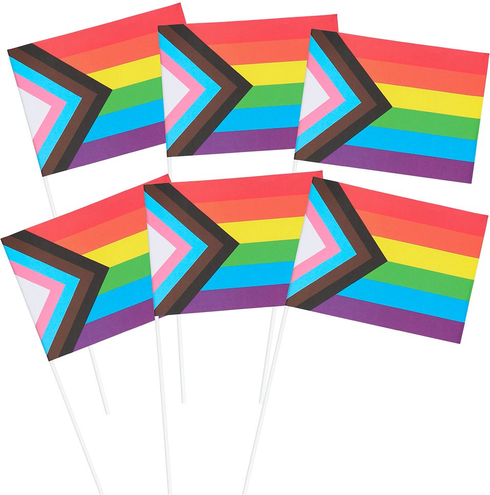 Set 6 papieren LGBTQIA+ progress zwaaivlaggen