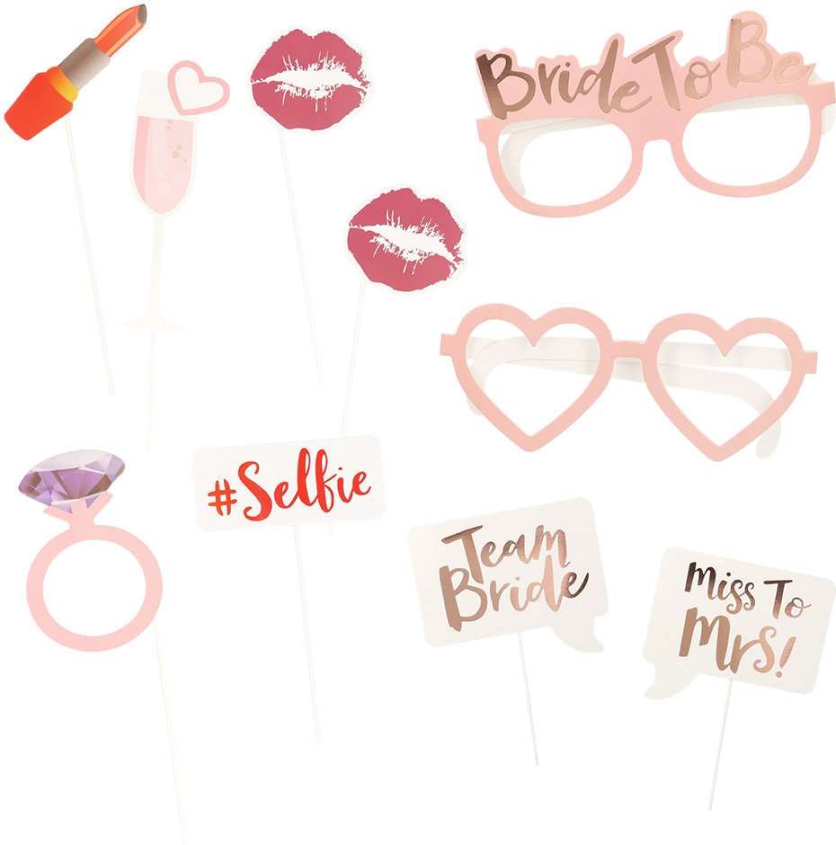 Set roze photobooth props bride to be