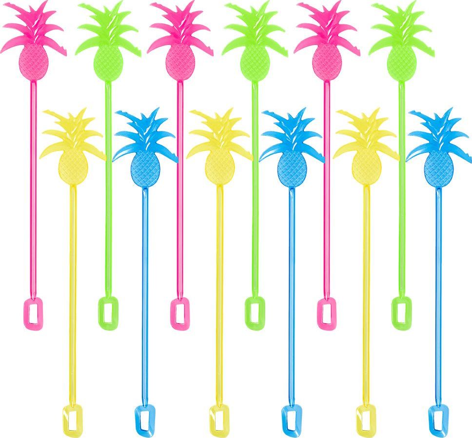 Set Van 12 Roerstokjes Ananas 4 Kleuren