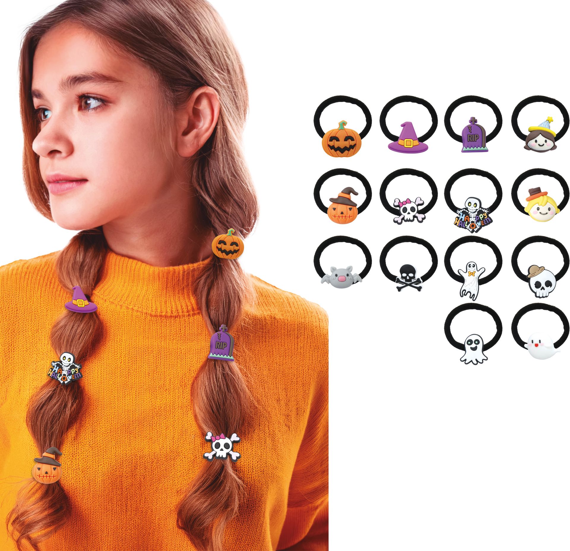 Set Van 14 Haarelastiekjes Halloween Figuren