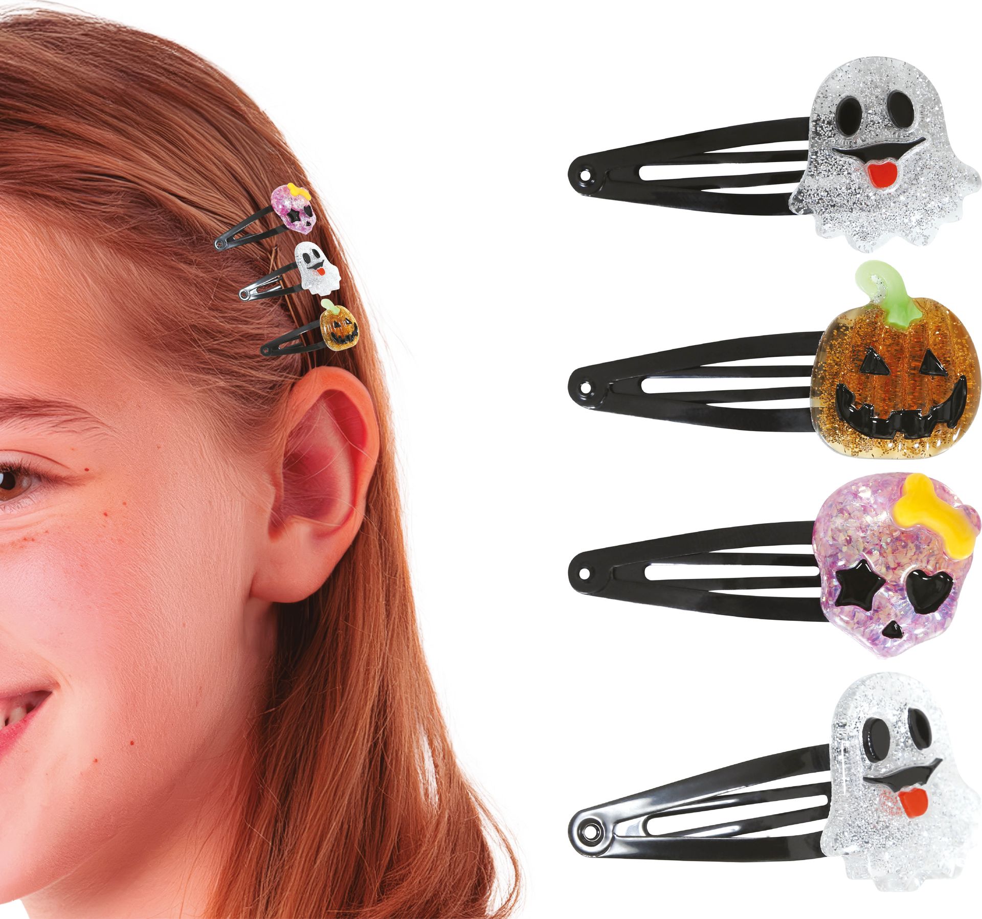 Set Van 3 Haarclips Halloween Glitter