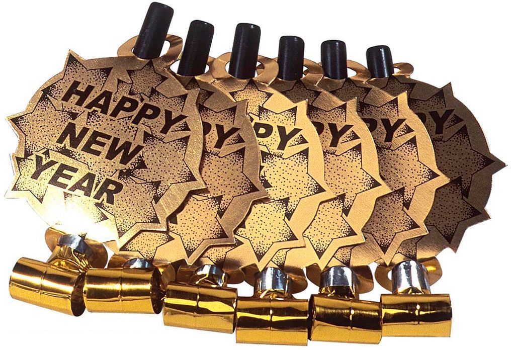 Set Van 6 Gouden Happy New Year Fluitjes
