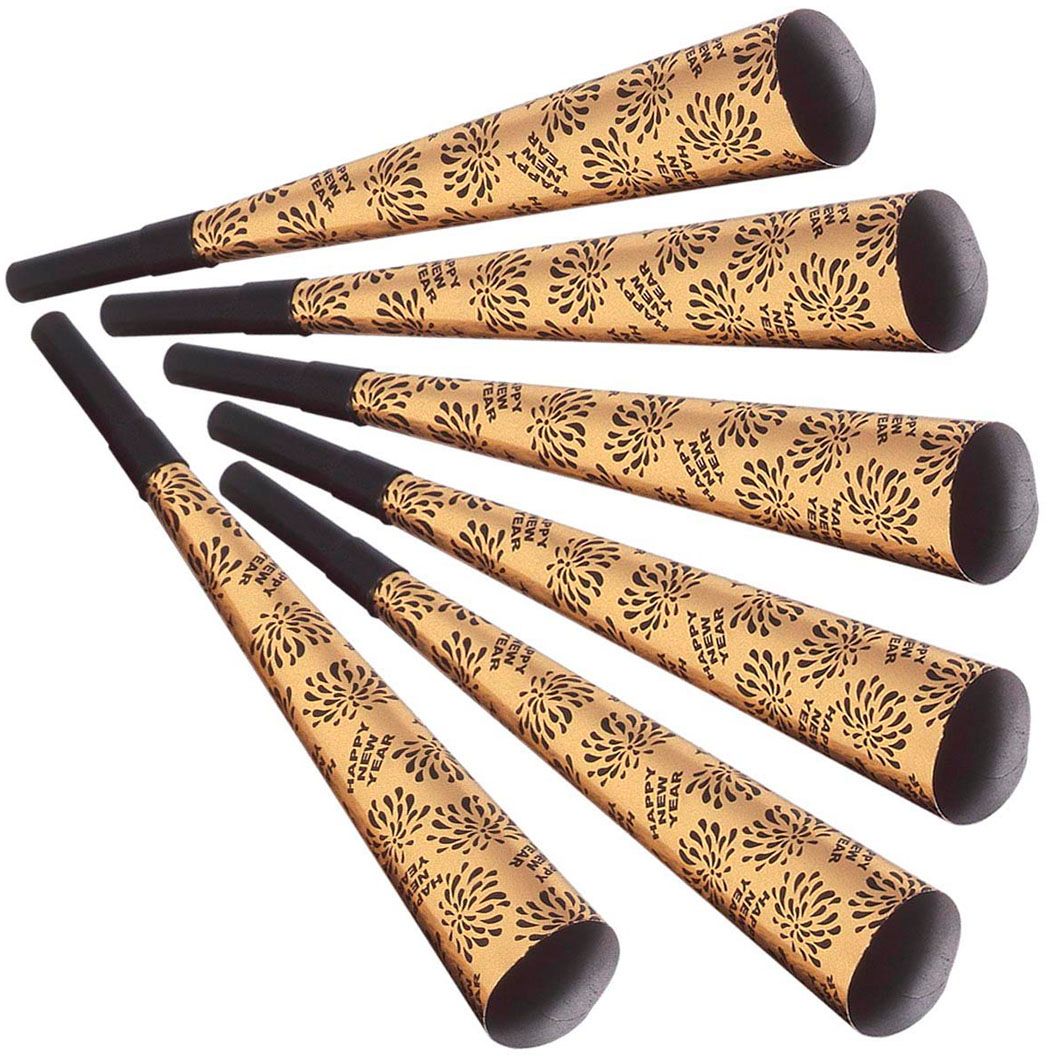 Set Van 6 Gouden Happy New Year Trompetjes