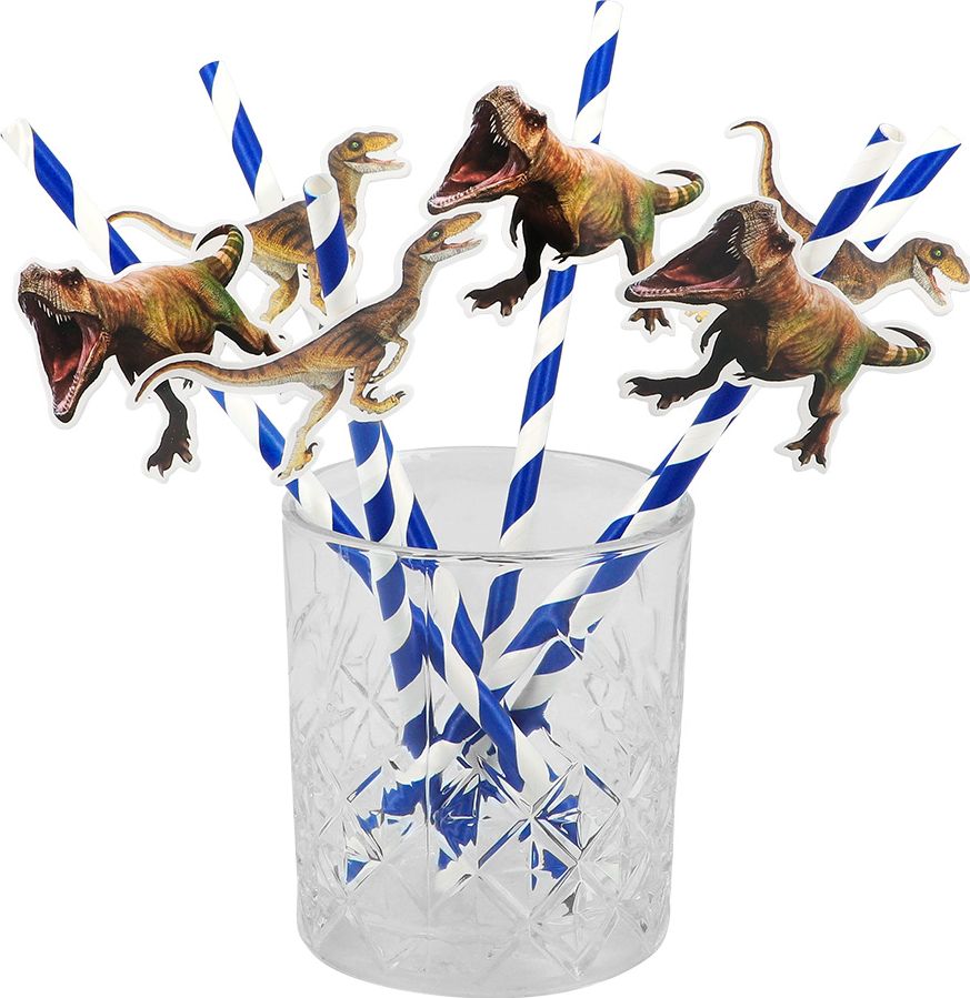 Set Van 6 Papieren Rietjes T-Rex