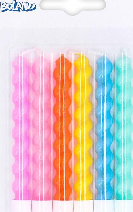 Set Van 6 Pastel Swirl Kaarsjes met Houder