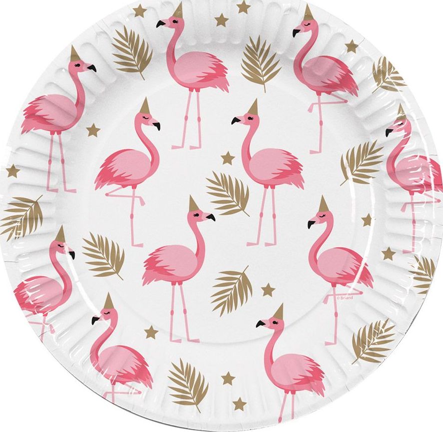 Setje Van 10 Papieren Bordjes Flamingo