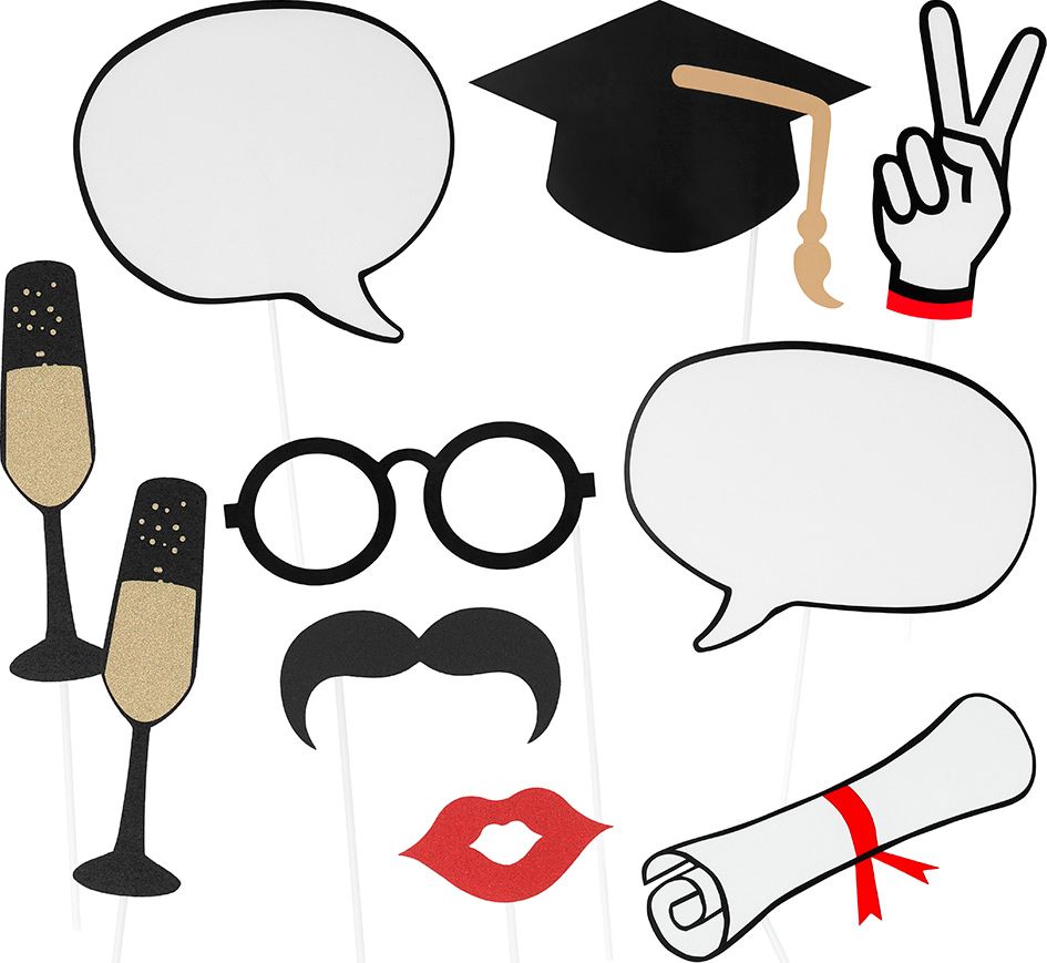 Setje Van 10 Photobooth Geslaagd Items