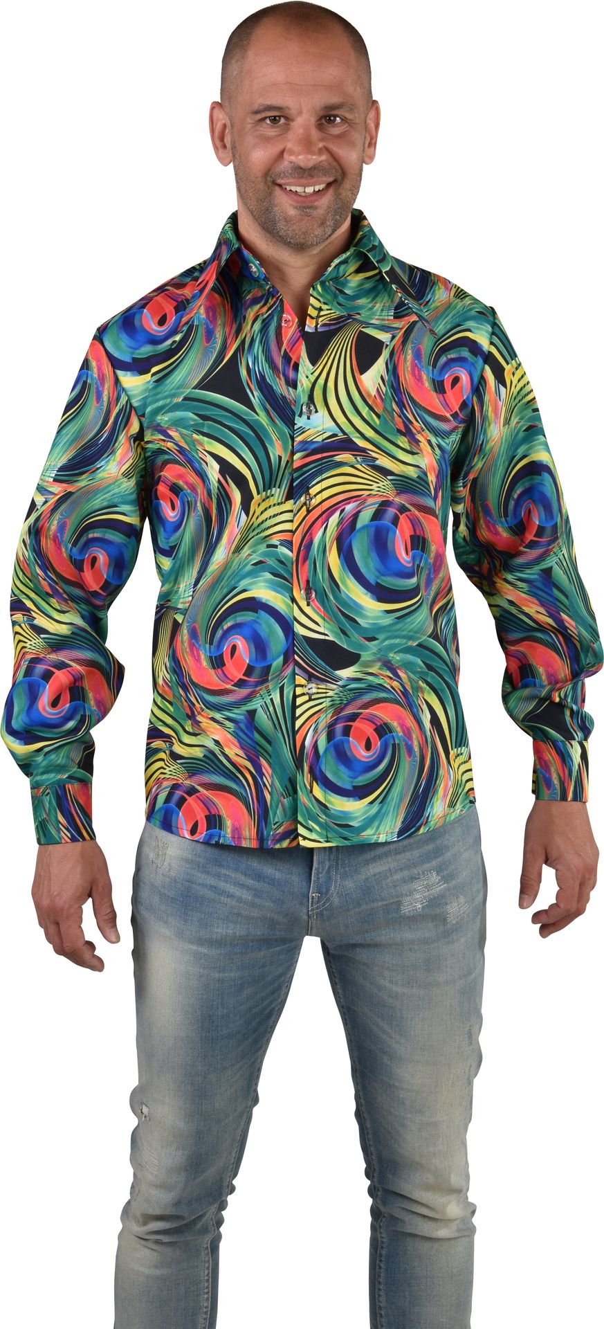 Seventies Blouse Groene Cirkels