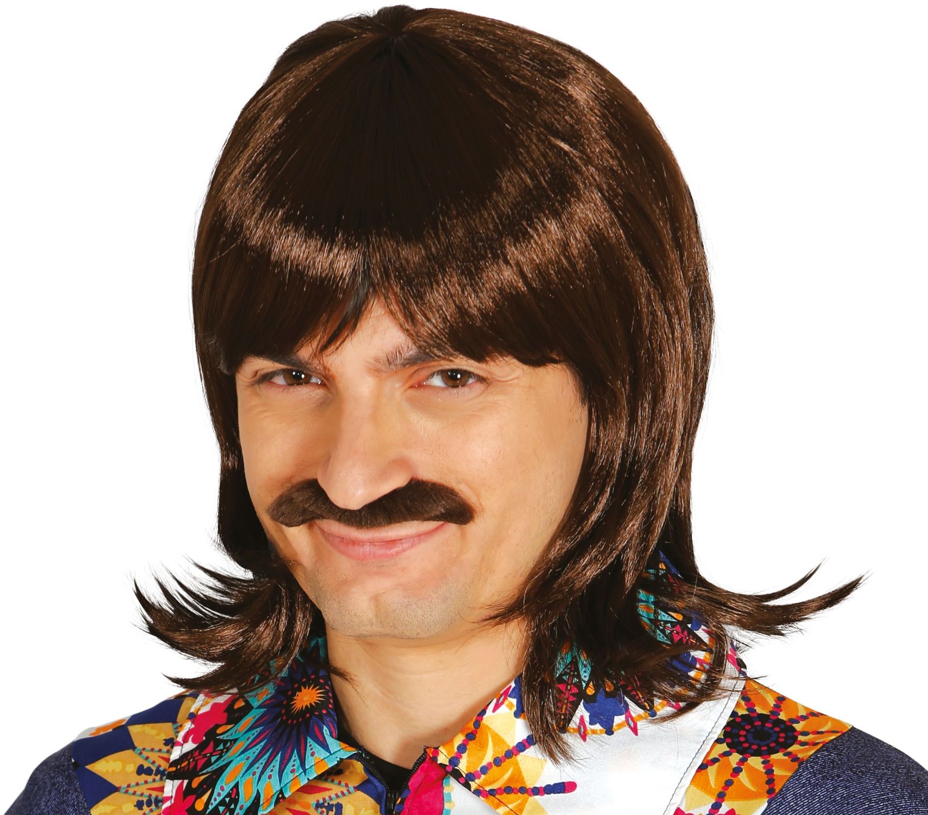 Seventies Bruine Heren Pruik