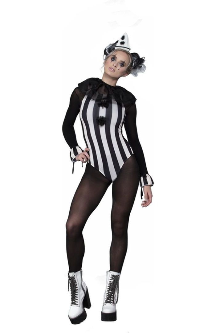 Sexy Clown Dames Kostuum Zwart en Wit