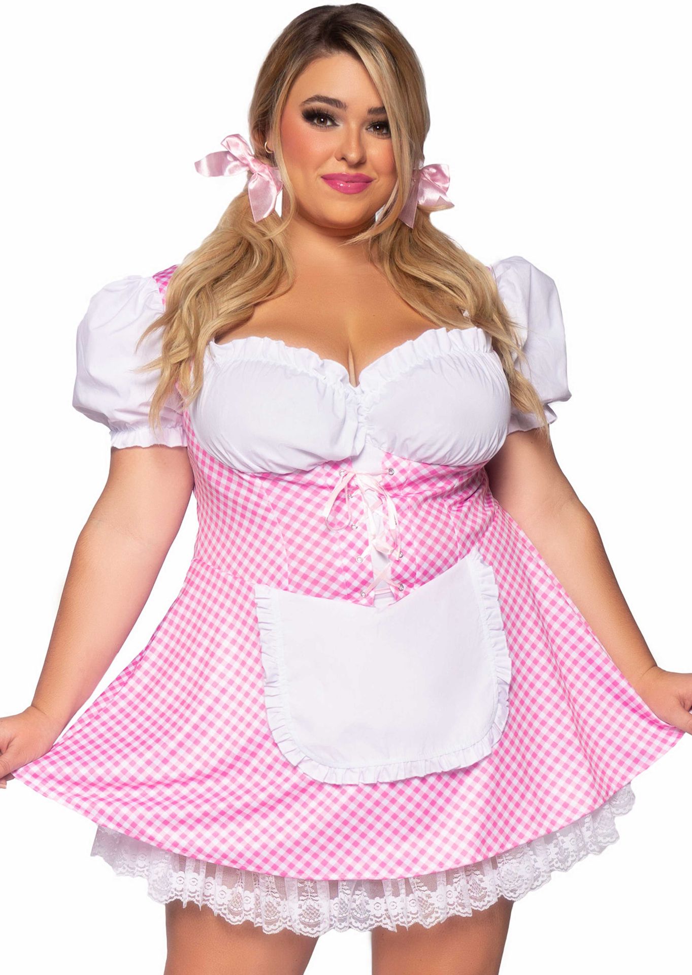 Sexy Oktoberfest Heidi Jurkje Roze Plus Size
