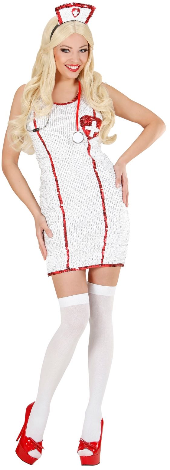 Sexy Pailletten Jurk Verpleegster