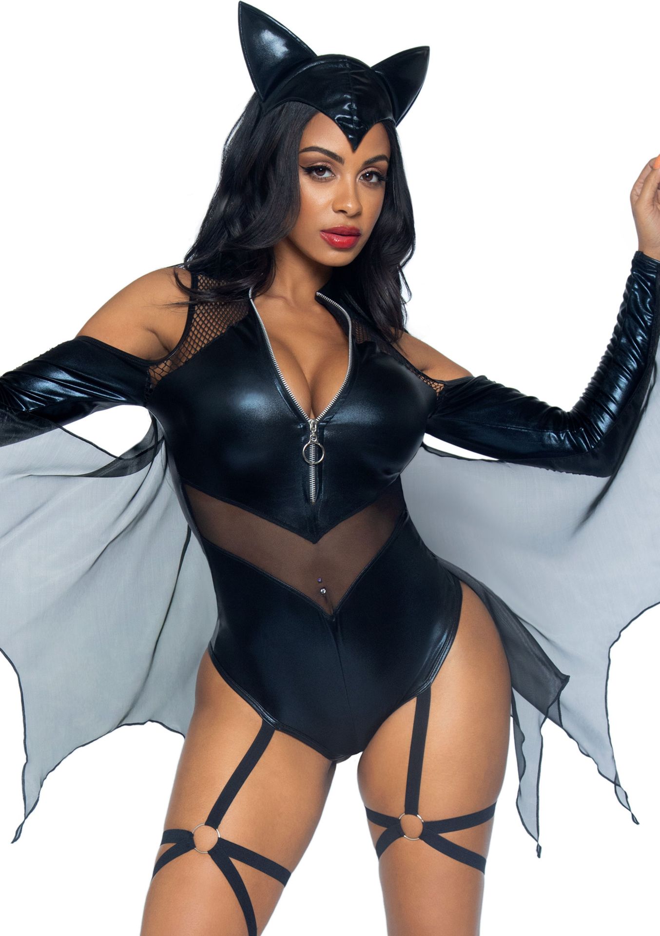 Sexy Vleermuis Outfit Dames Zwart