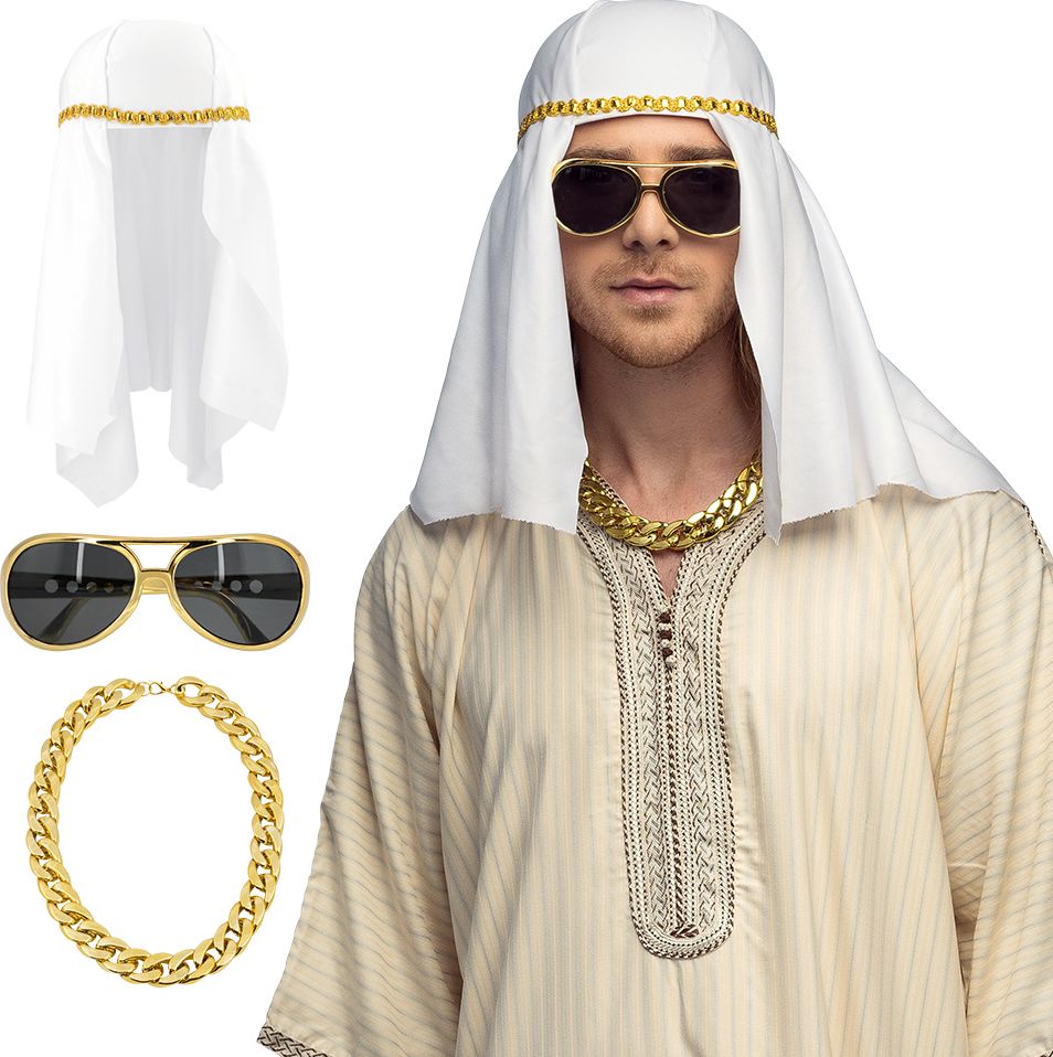 Sjeik Accessoireset Heren Tulband Bril Ketting