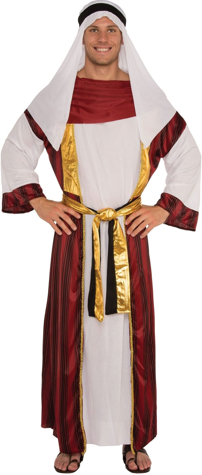 Sjeik Kostuum Woestijn Wit Rood Heren