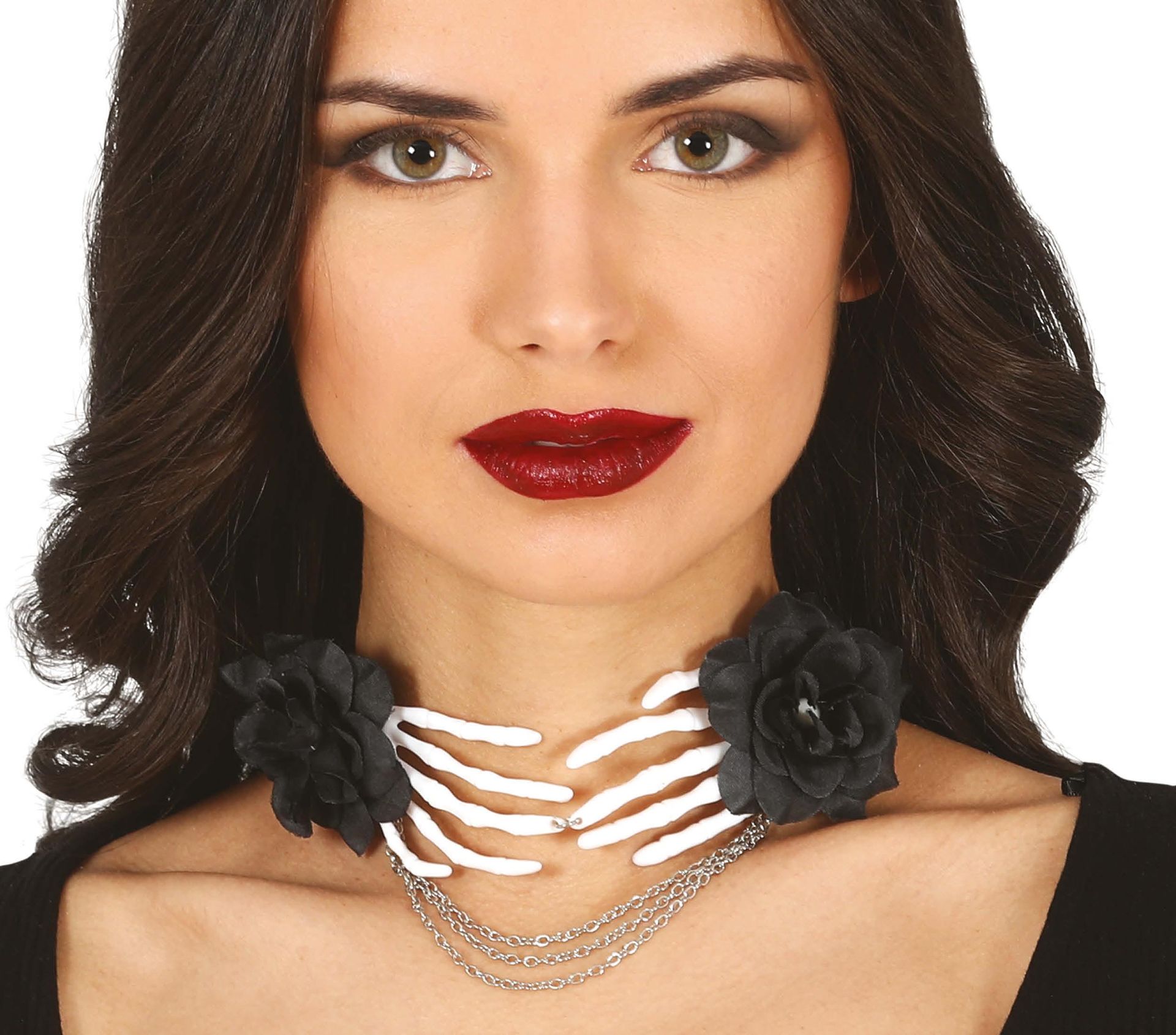 Skelet Handen Halloween Choker met Rozen