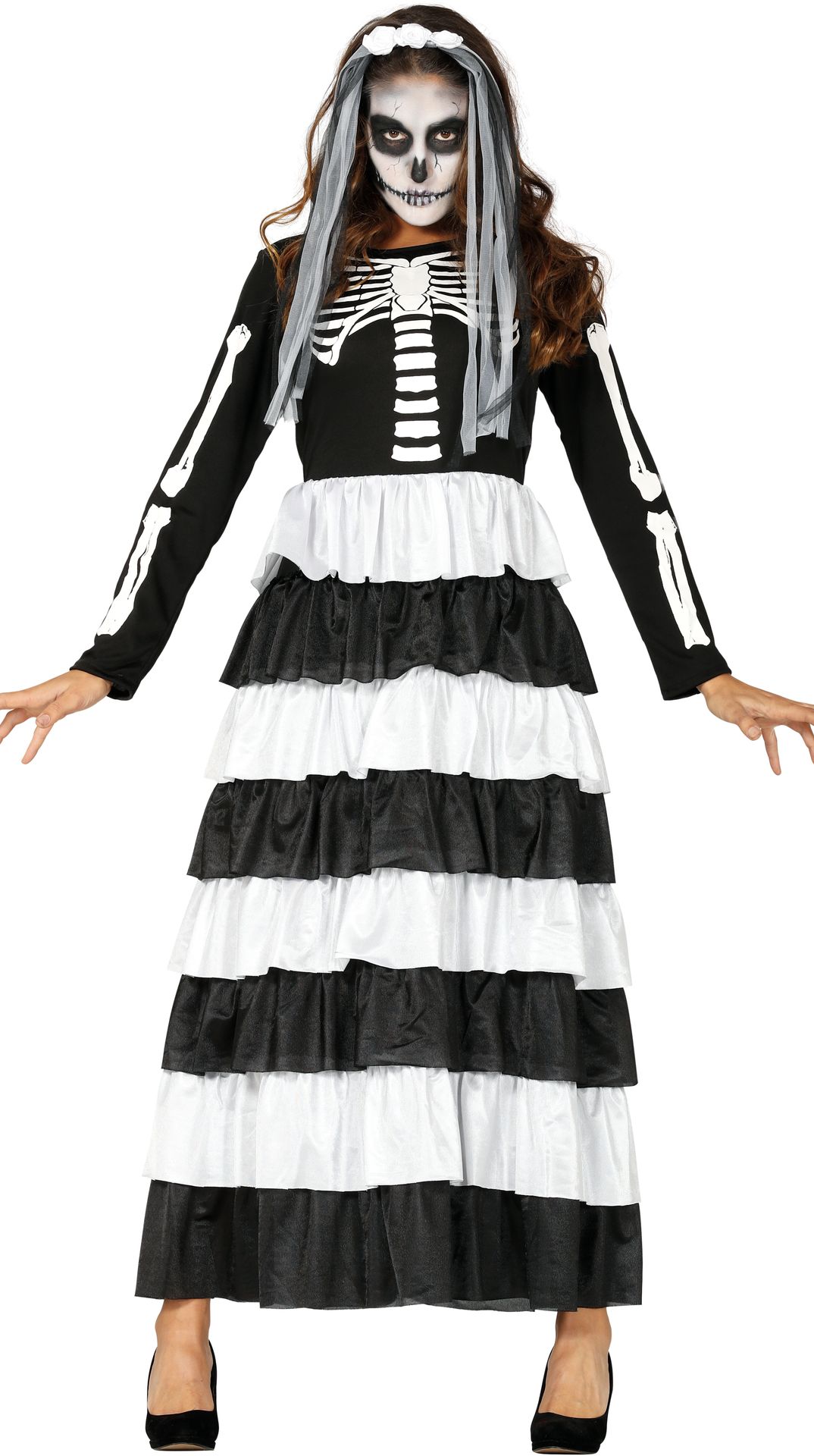 Skelet jurk zwart wit dames