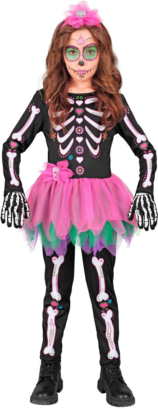 Skelet Kostuum Zwart Roze Meisjes