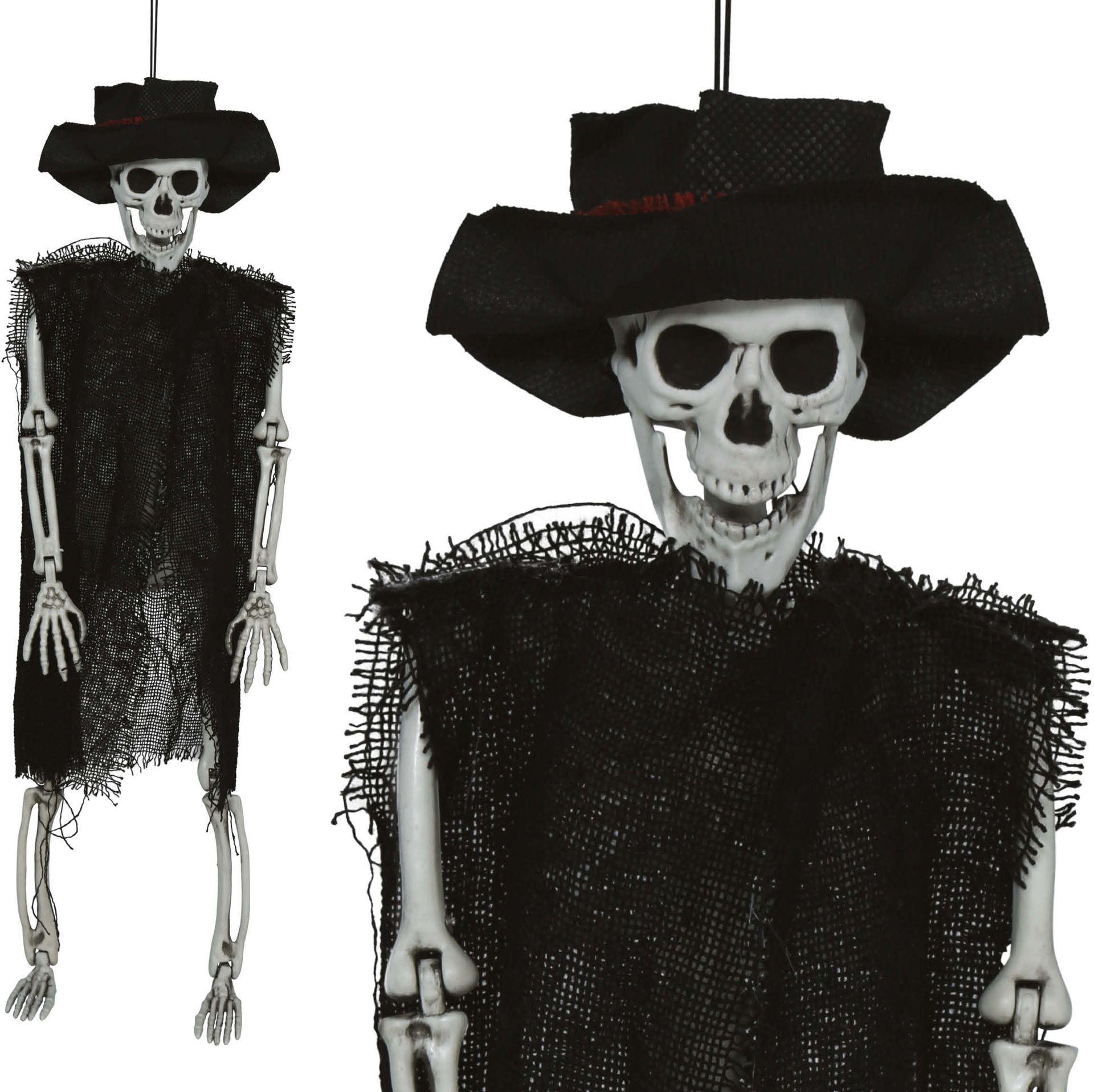 Skelet met Hoed Zwart Hangdecoratie Halloween 47cm