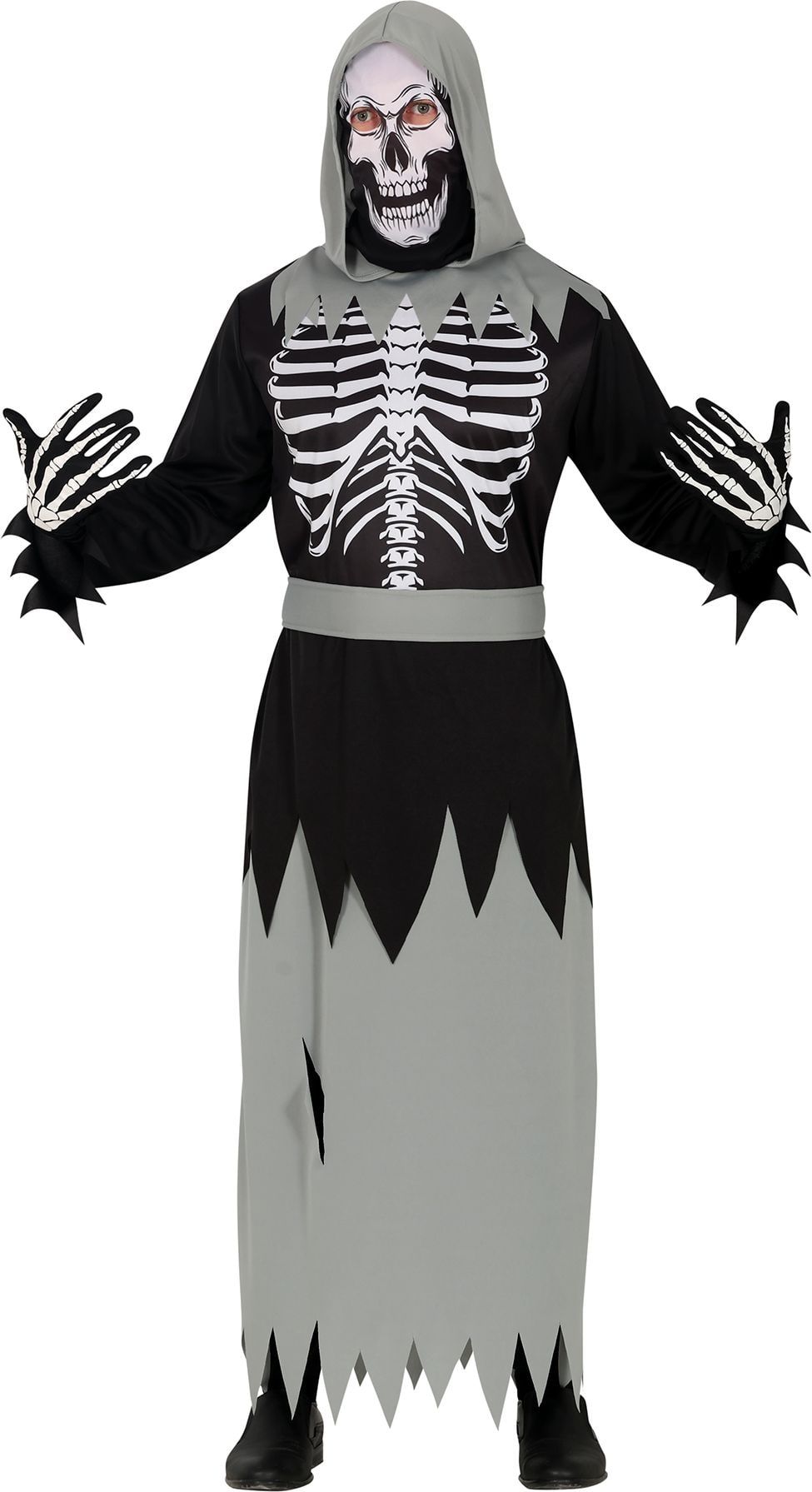 Skelet Outfit Halloween Grijs Zwart Volwassenen