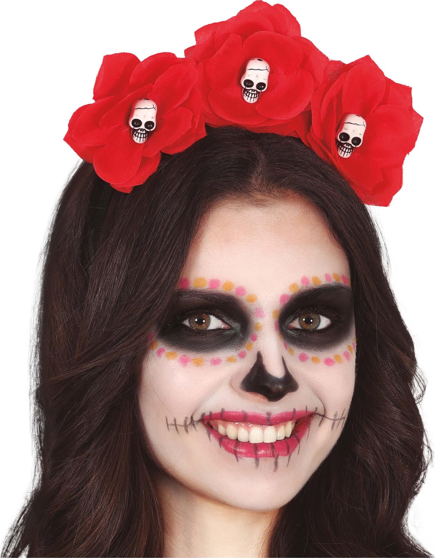 Skull Haarband met Rode Rozen