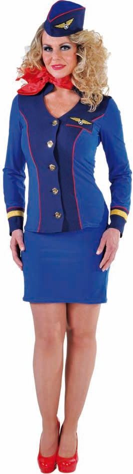 Sky Blue Stewardess Kostuum Vrouw