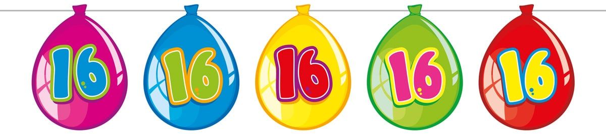 Slinger birthday 16 jaar ballonnen 10 meter