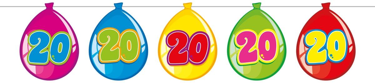 Slinger birthday 20 jaar ballonnen 10 meter