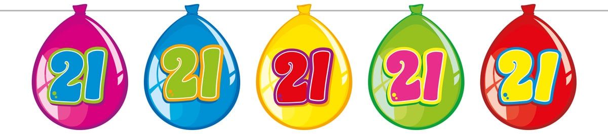 Slinger birthday 21 jaar ballonnen 10 meter