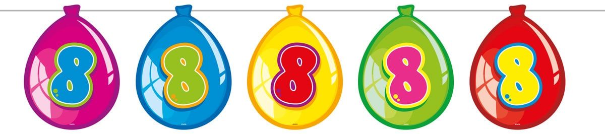 Slinger Birthday 8 Jaar Ballonnen 10 Meter