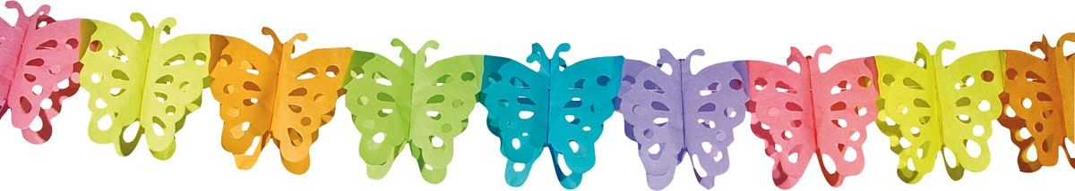 Slinger papier vlinder meerkleurig 6 meter